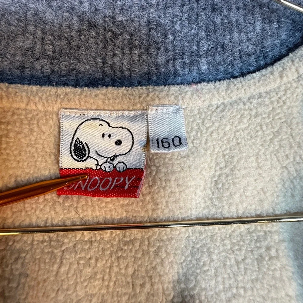 Vintage Kids Snoopy Blue Fleece Lined Vest Lightweight Boy Size XL Charlie Brown